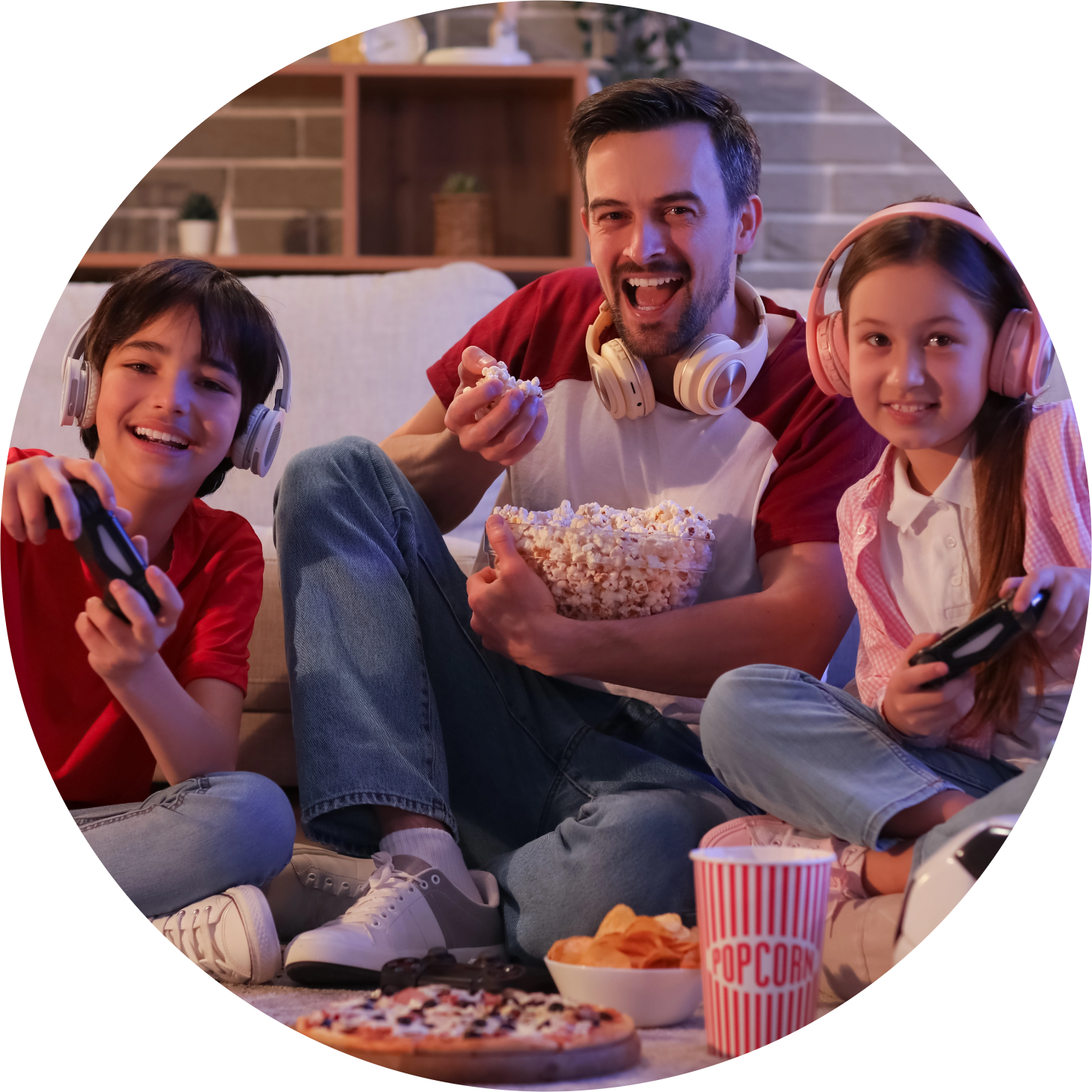 family using opus broadband for games night